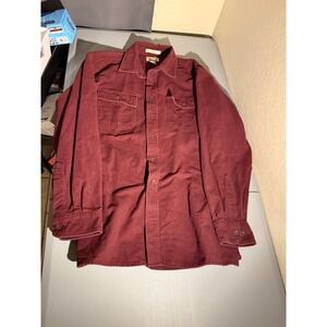 LL Bean Chamois Cloth Shirt Mens XL Burgundy Maroon Flannel Cotton 187923